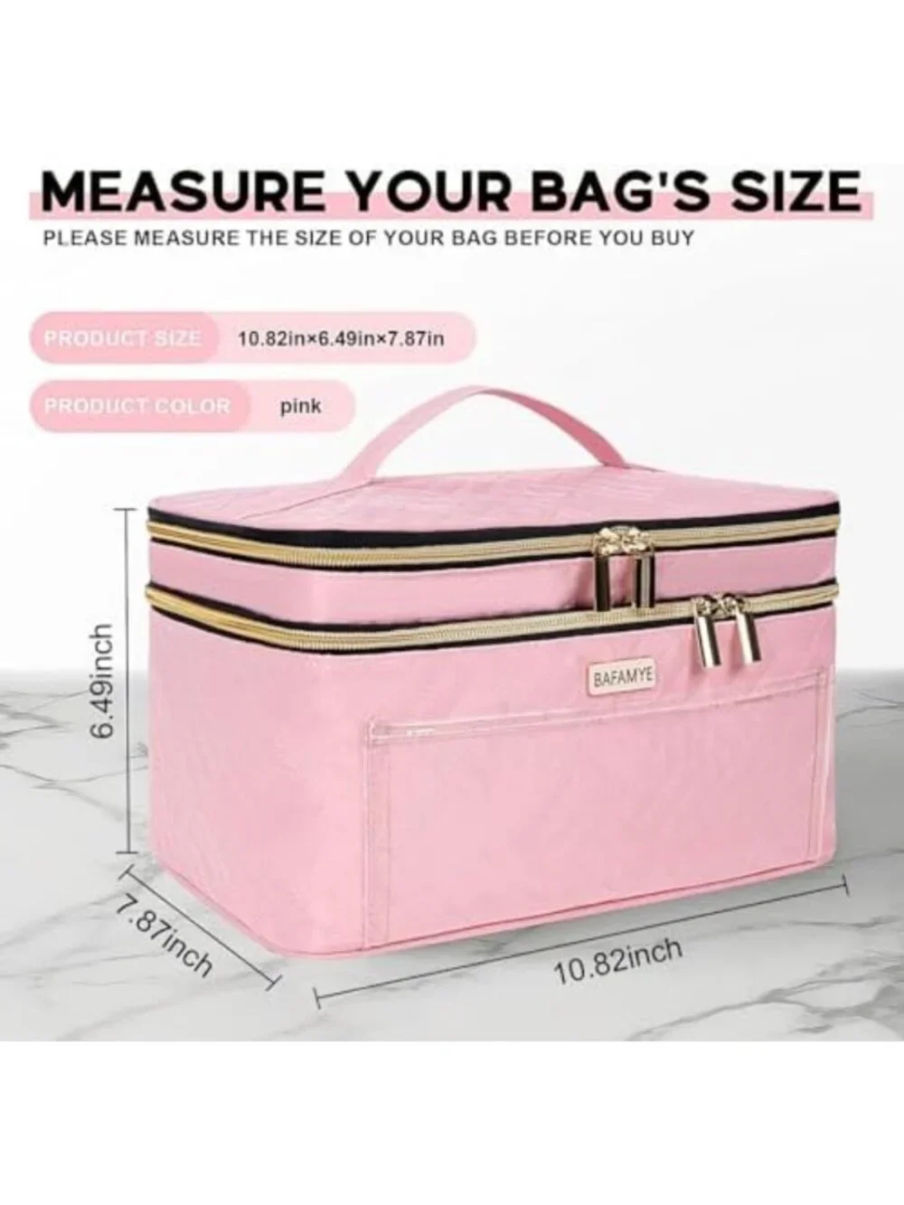 Large Double Layer Travel Makeup Bag - Portable Cosmetic Organizer with Brush